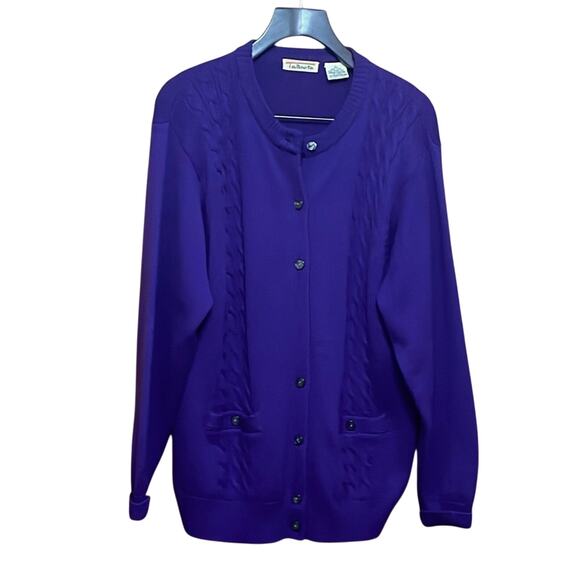 Classic Talbots Blue Pure Wool Cardigan Sweater. XL - Picture 1 of 4